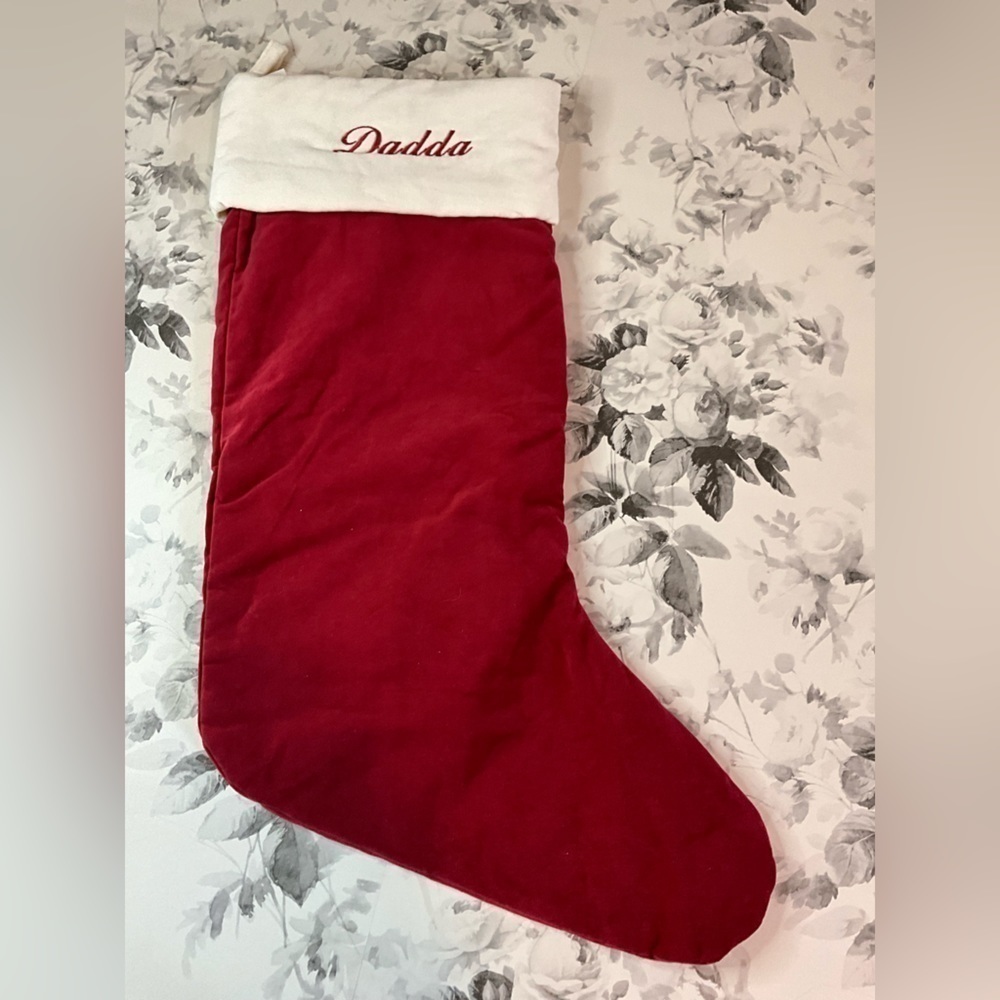 Pottery Barn Classic Velvet Stockings monogram Dadda Large